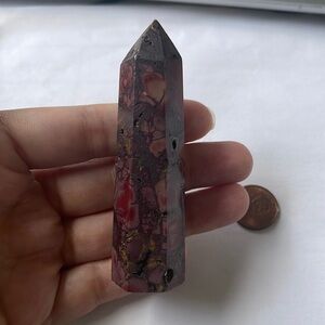 Rare mookaite and hematite crystal tower